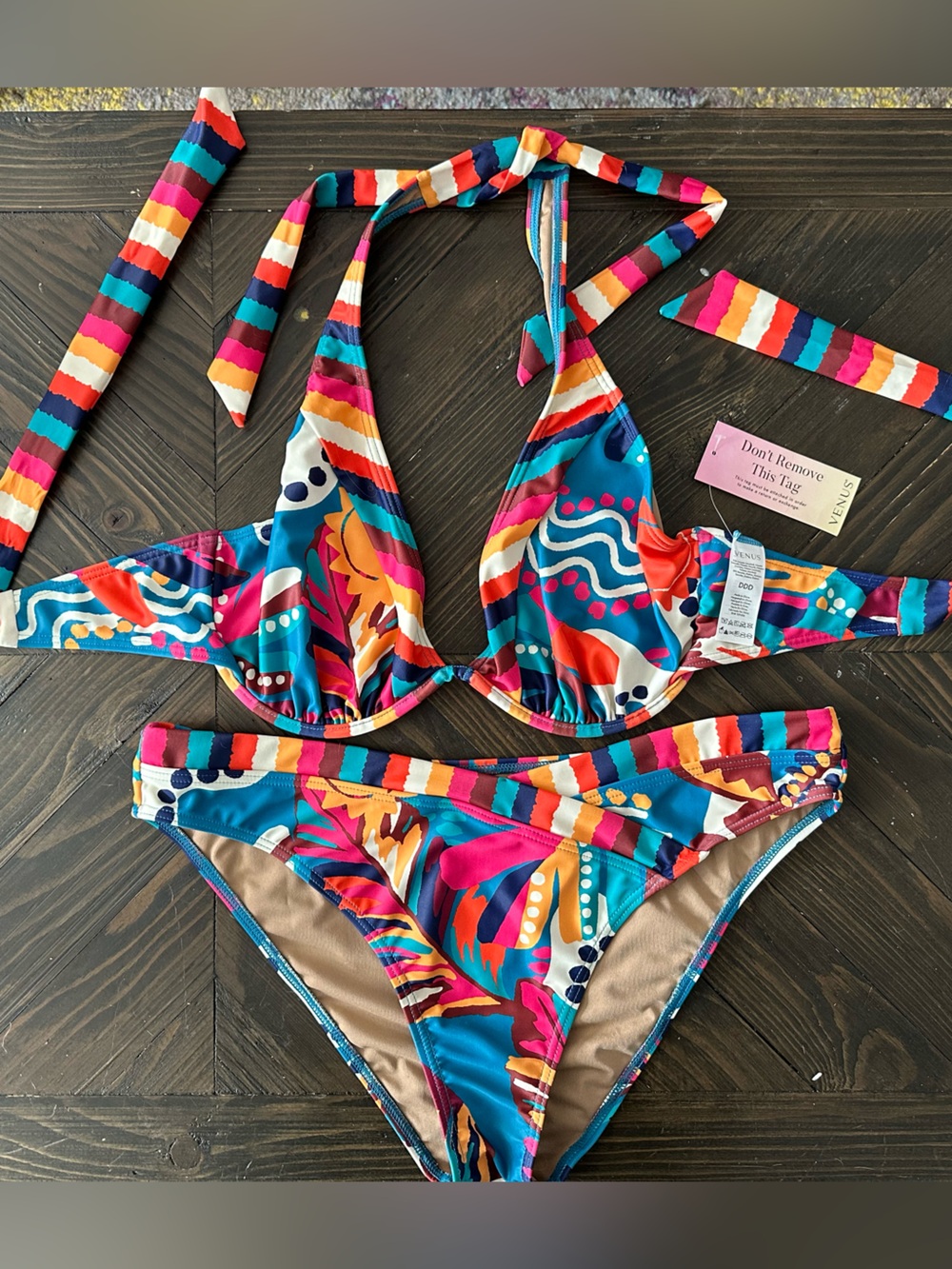 VENUS Multi-Color Underwire-Halter Bikini Set